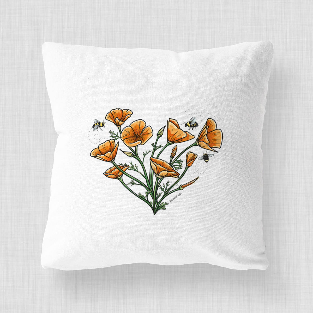 Color California Poppy Heart - Throw Pillow Cover