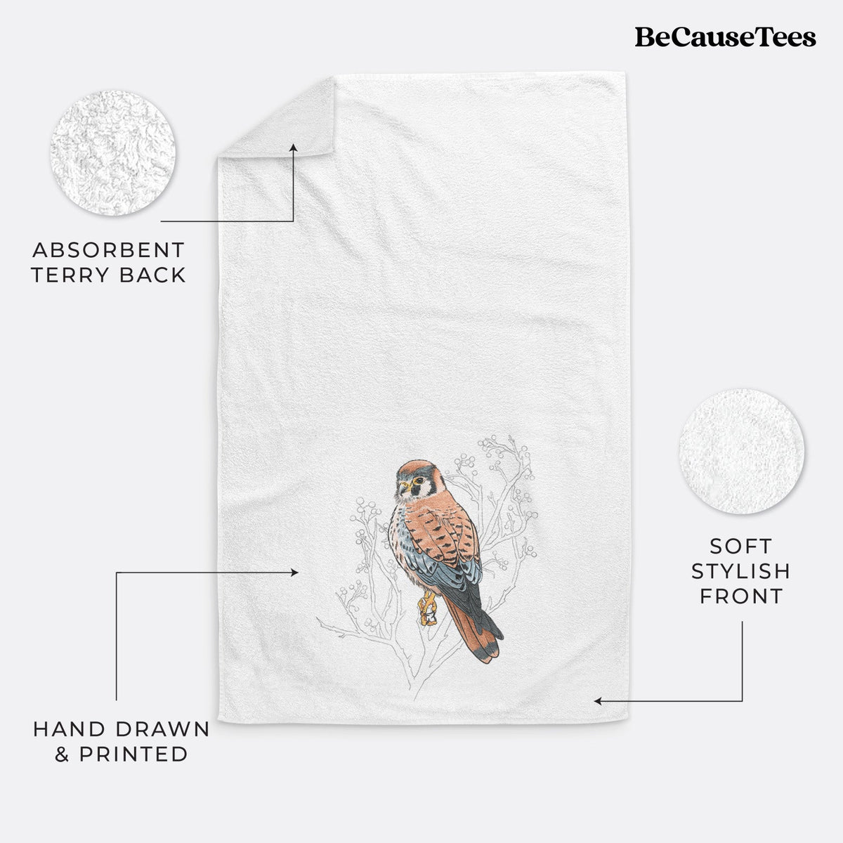 Vibrant American Kestrel - Falco sparverius Premium Hand Towel