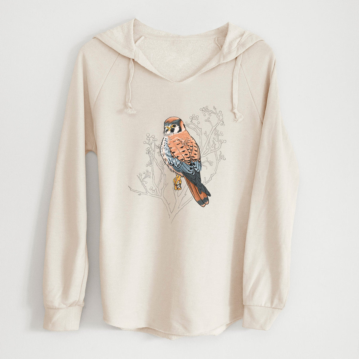 Vibrant American Kestrel - Falco sparverius - Cali Wave Hooded Sweatshirt