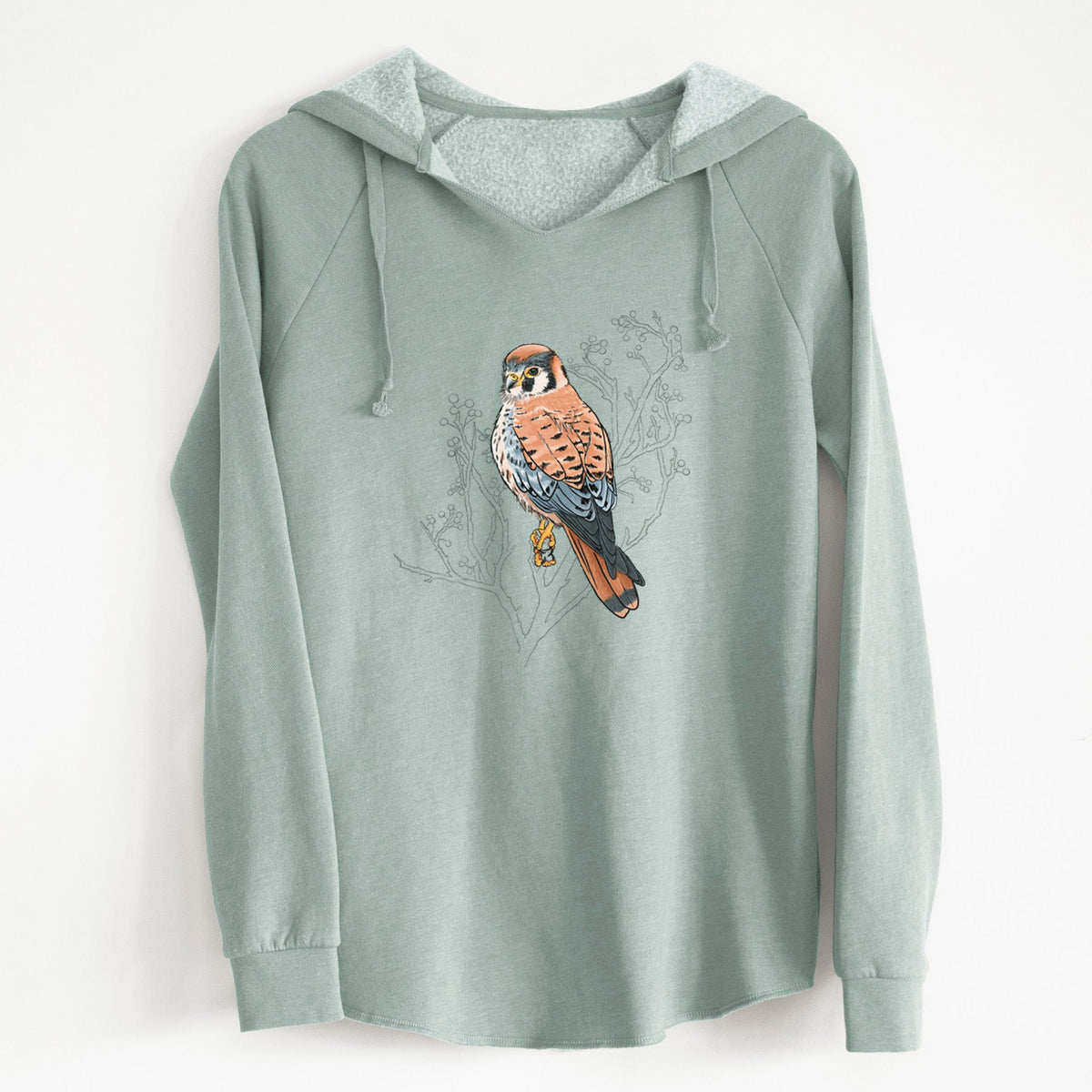 Vibrant American Kestrel - Falco sparverius - Cali Wave Hooded Sweatshirt
