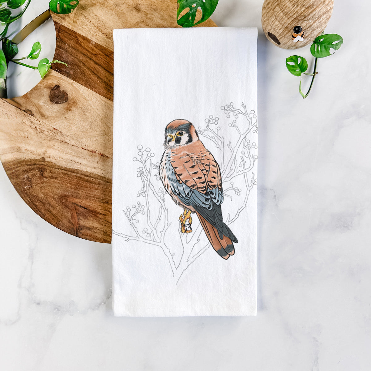 Vibrant American Kestrel - Falco sparverius Tea Towel