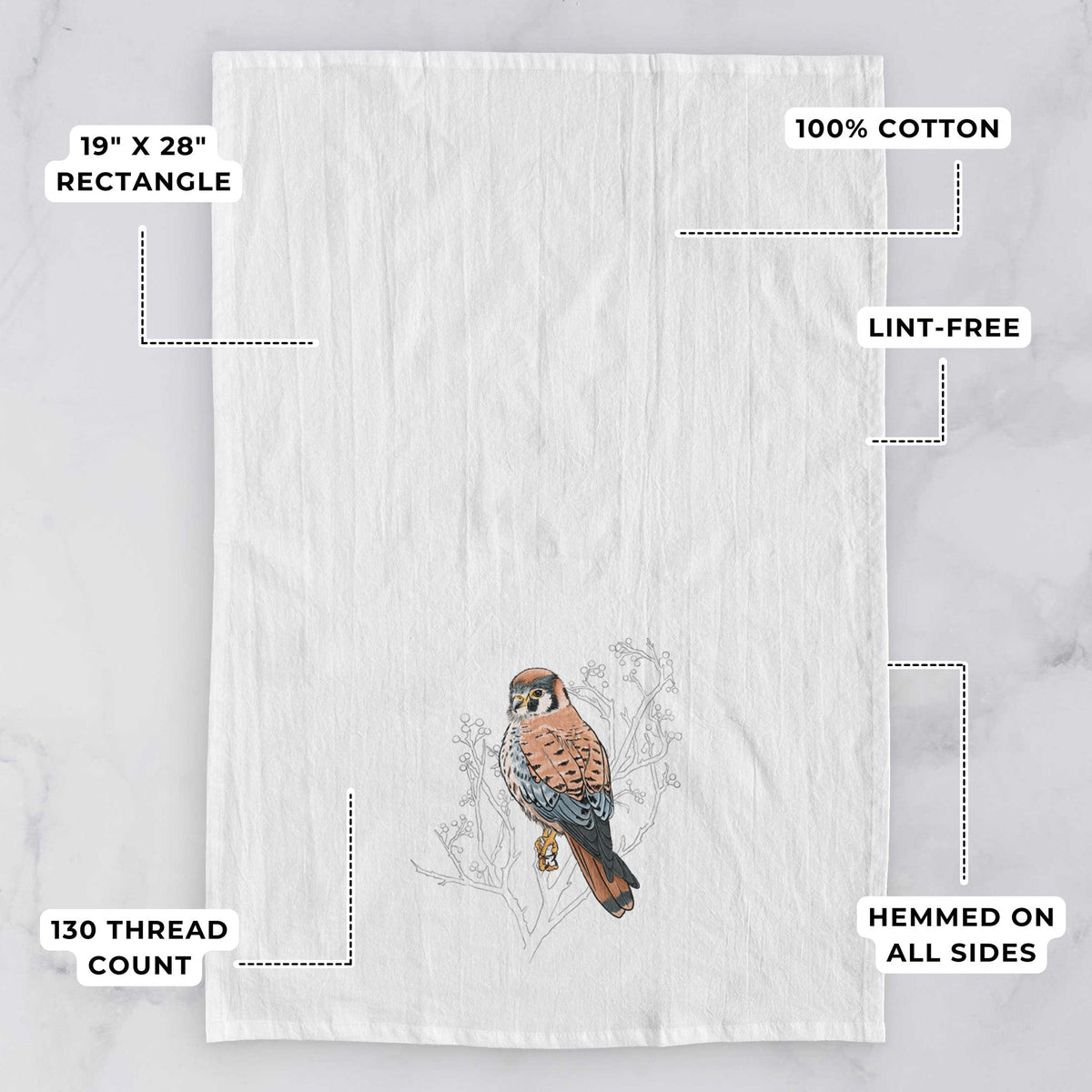 Vibrant American Kestrel - Falco sparverius Tea Towel