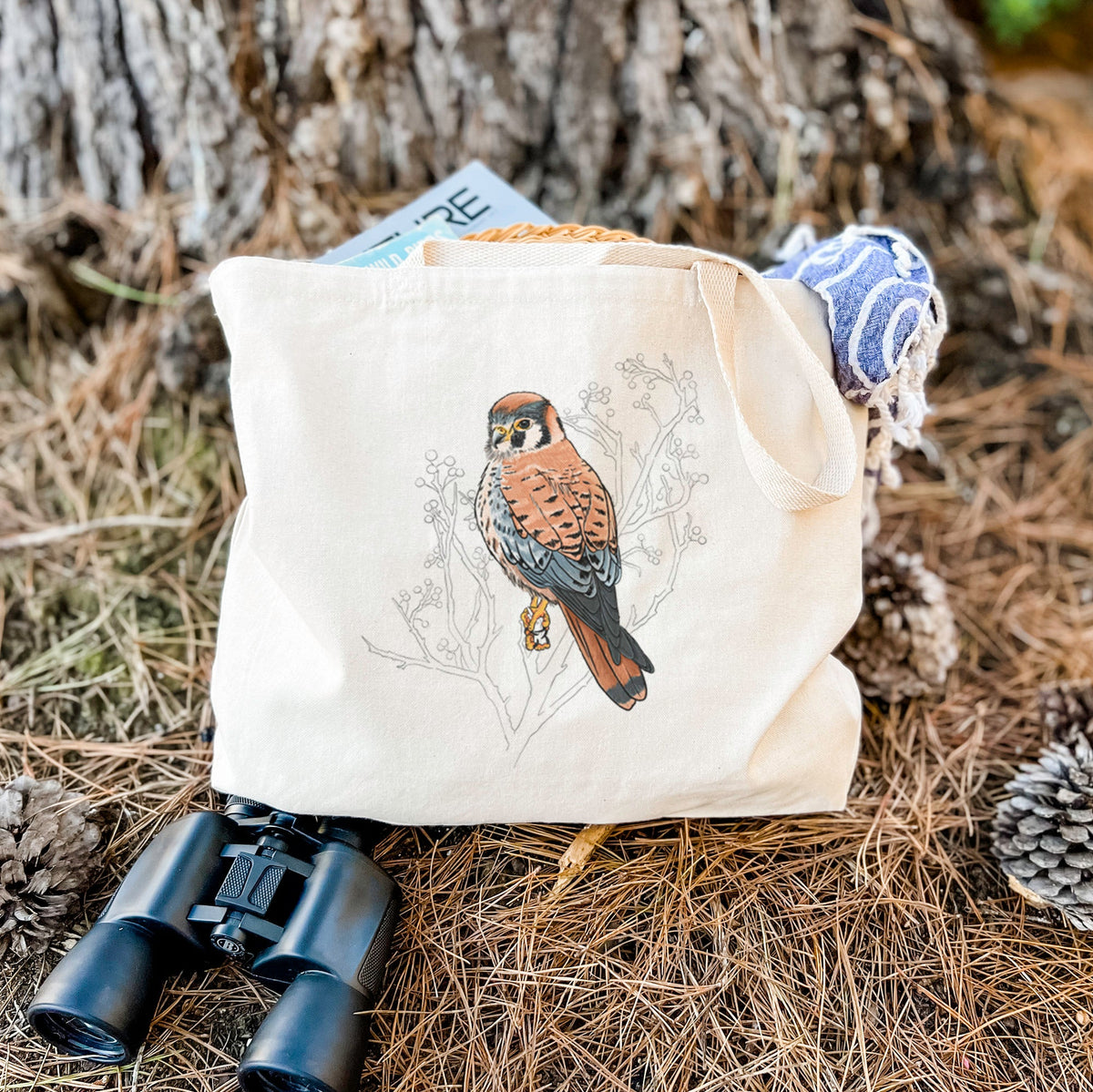 Vibrant American Kestrel - Falco sparverius - Tote Bag
