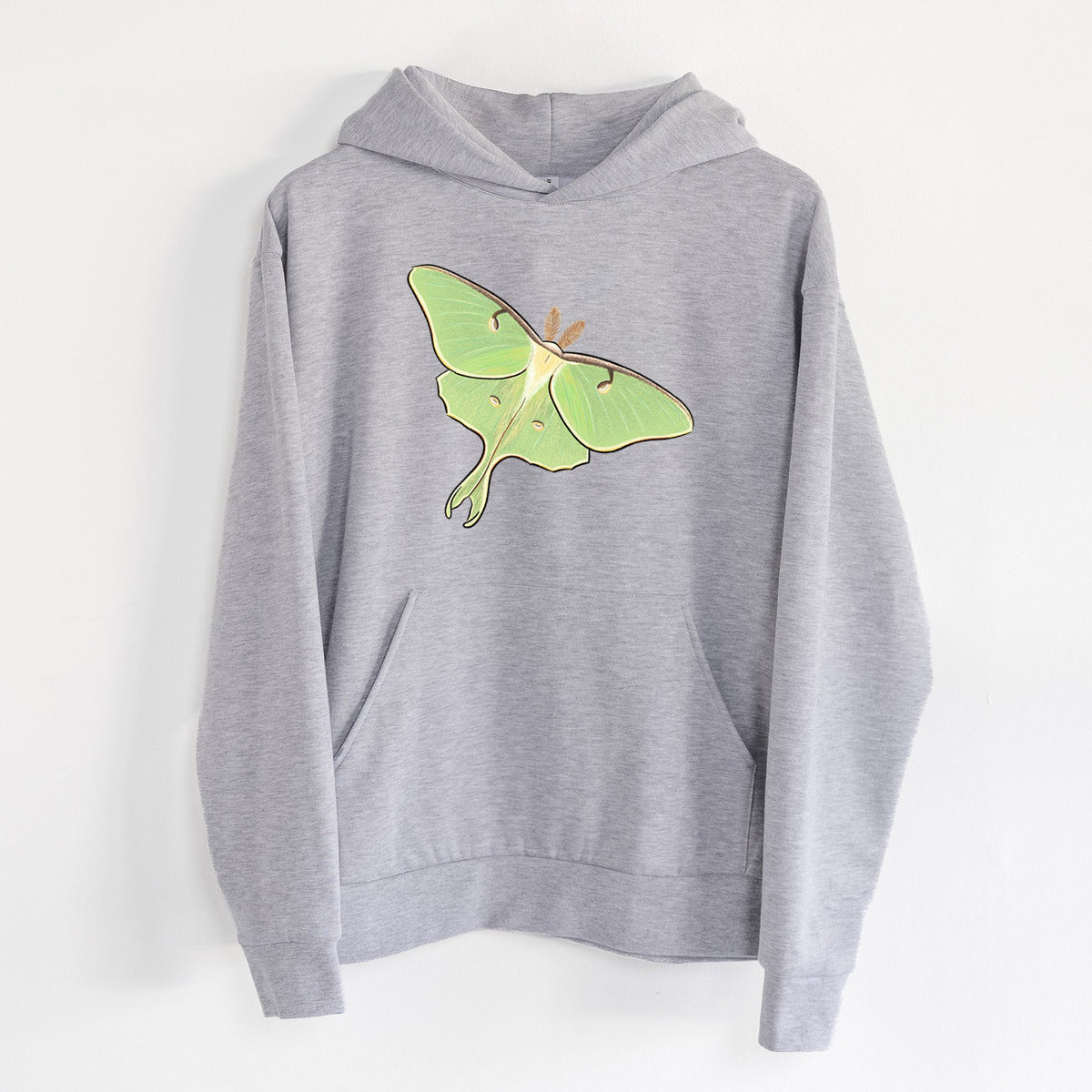 Vibrant Luna Moth - Actias luna  - Statement Midweight Hoodie