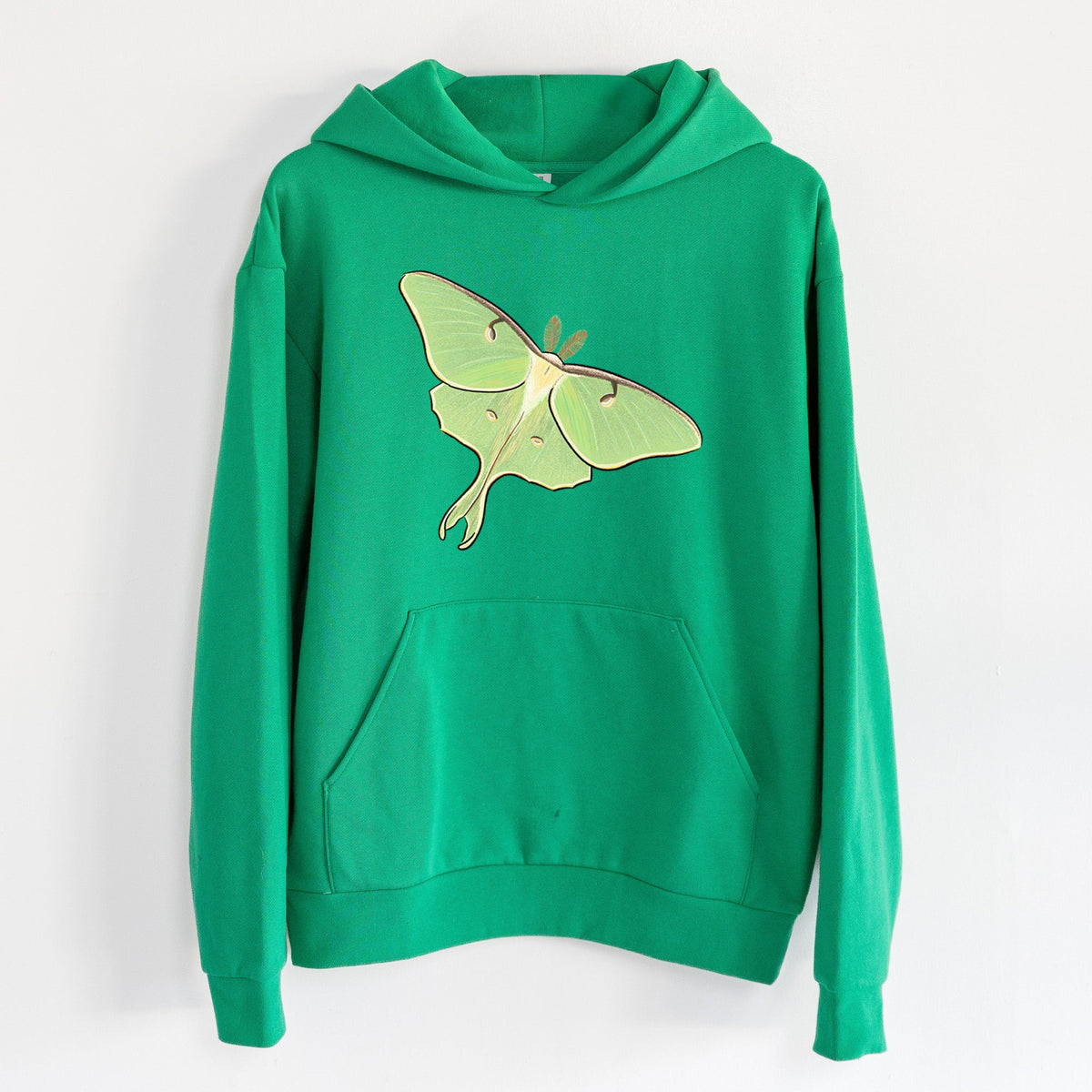 Vibrant Luna Moth - Actias luna  - Statement Midweight Hoodie