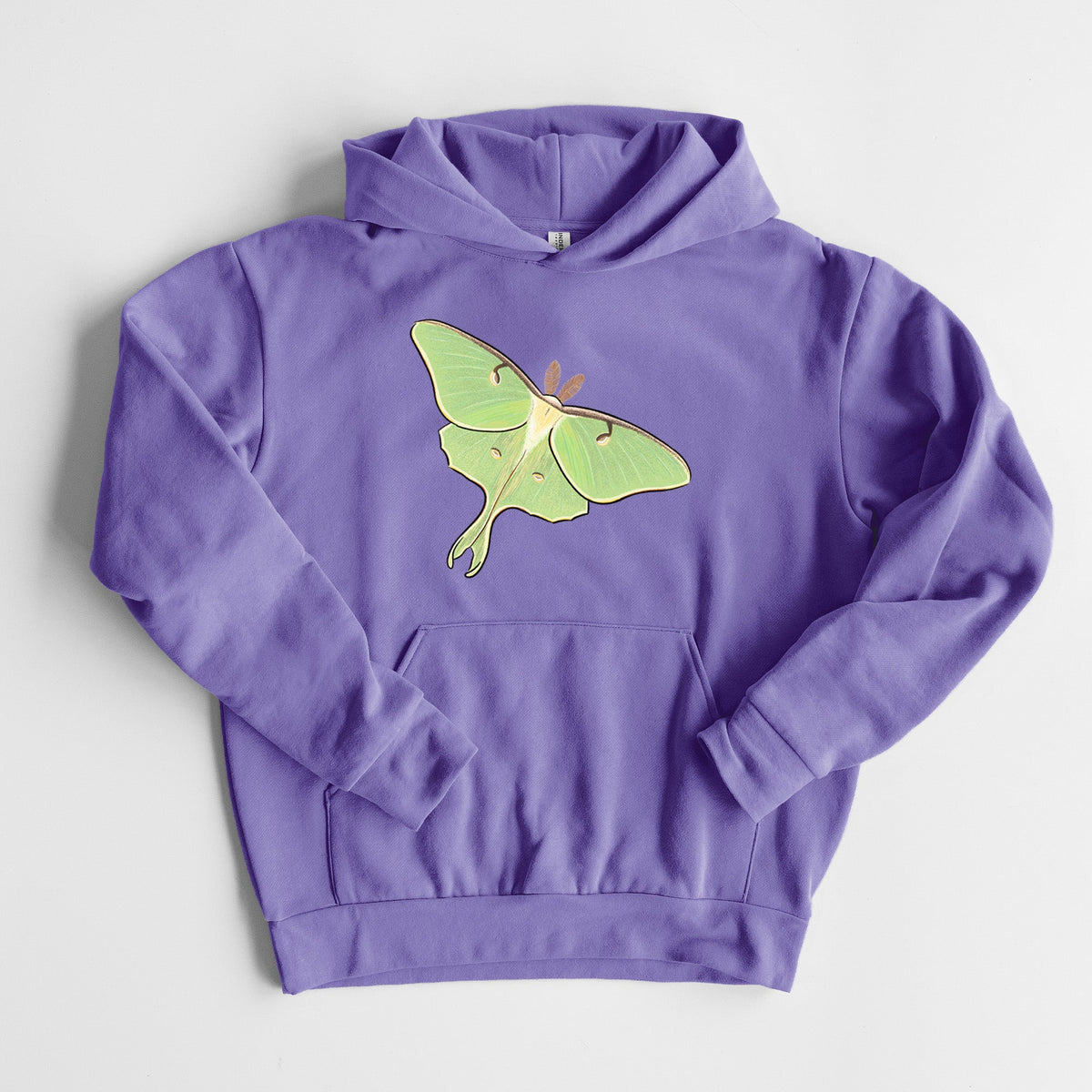Vibrant Luna Moth - Actias luna  - Statement Midweight Hoodie