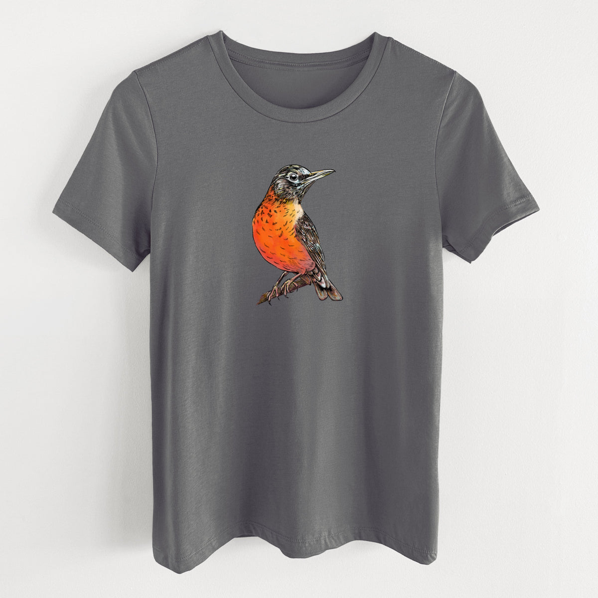 Vibrant American Robin - Turdus migratorius - Women's Lightweight Relaxed Fit 100% Cotton Crewneck