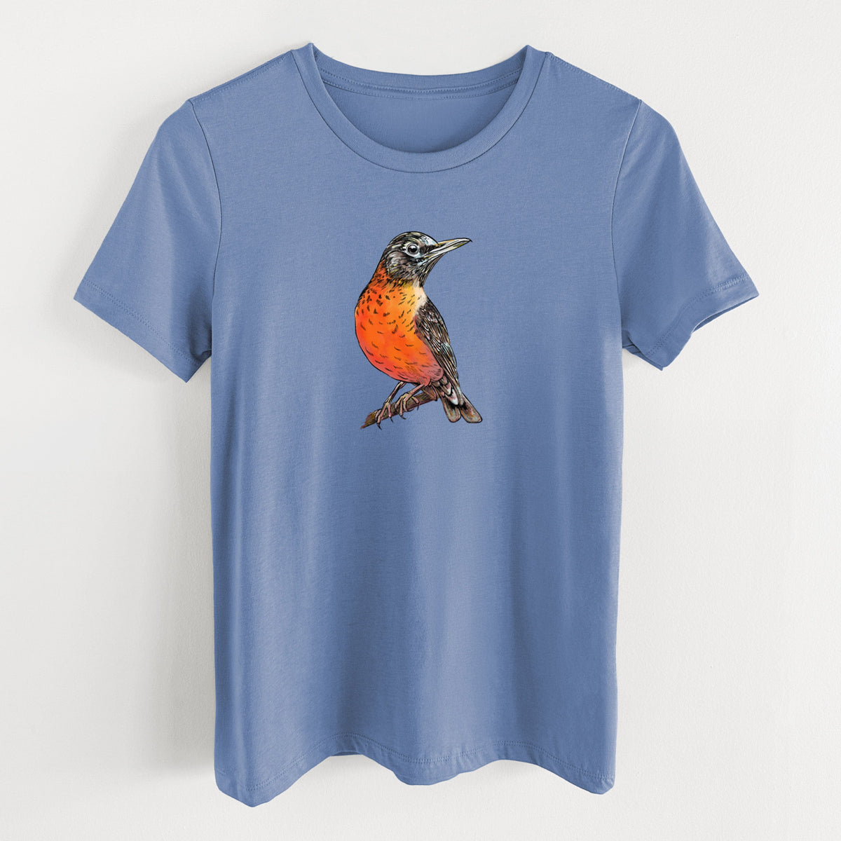 Vibrant American Robin - Turdus migratorius - Women's Lightweight Relaxed Fit 100% Cotton Crewneck