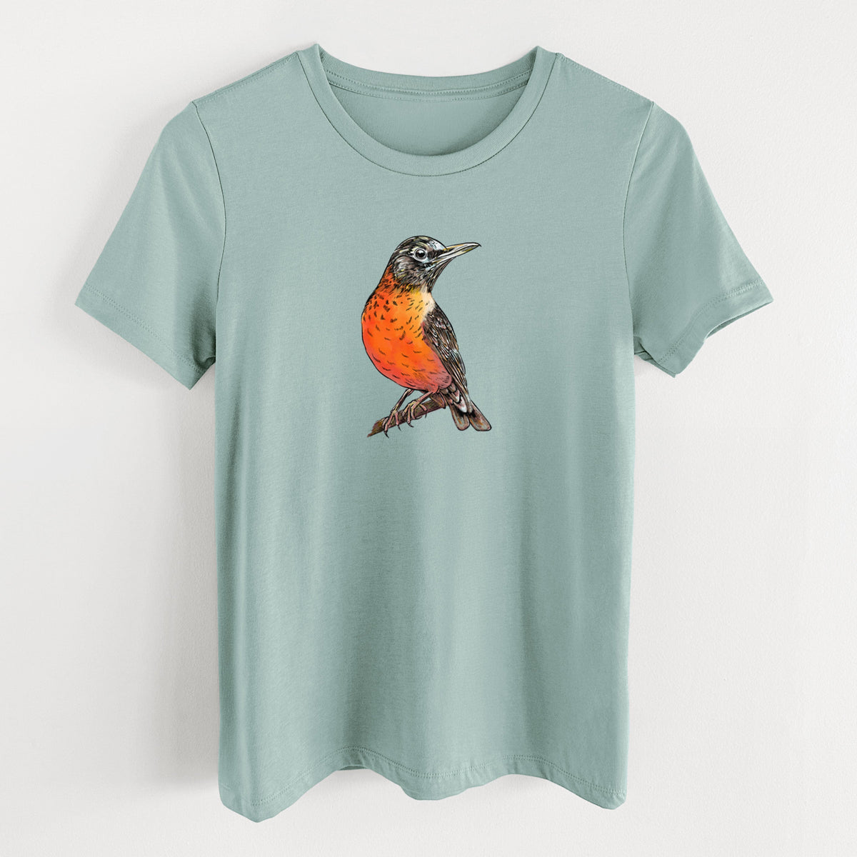 Vibrant American Robin - Turdus migratorius - Women's Lightweight Relaxed Fit 100% Cotton Crewneck