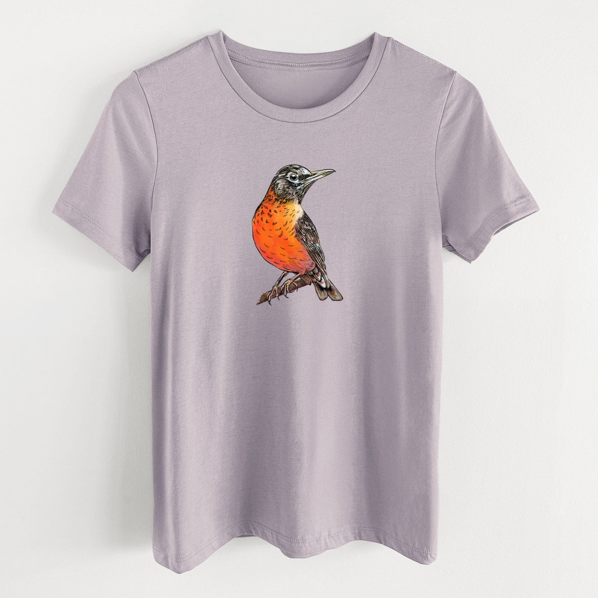 Vibrant American Robin - Turdus migratorius - Women's Lightweight Relaxed Fit 100% Cotton Crewneck