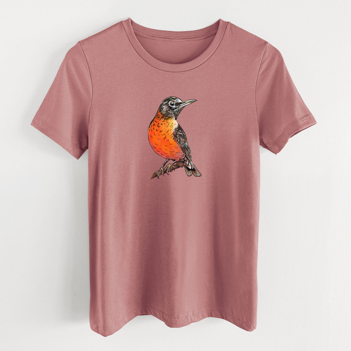 Vibrant American Robin - Turdus migratorius - Women's Lightweight Relaxed Fit 100% Cotton Crewneck