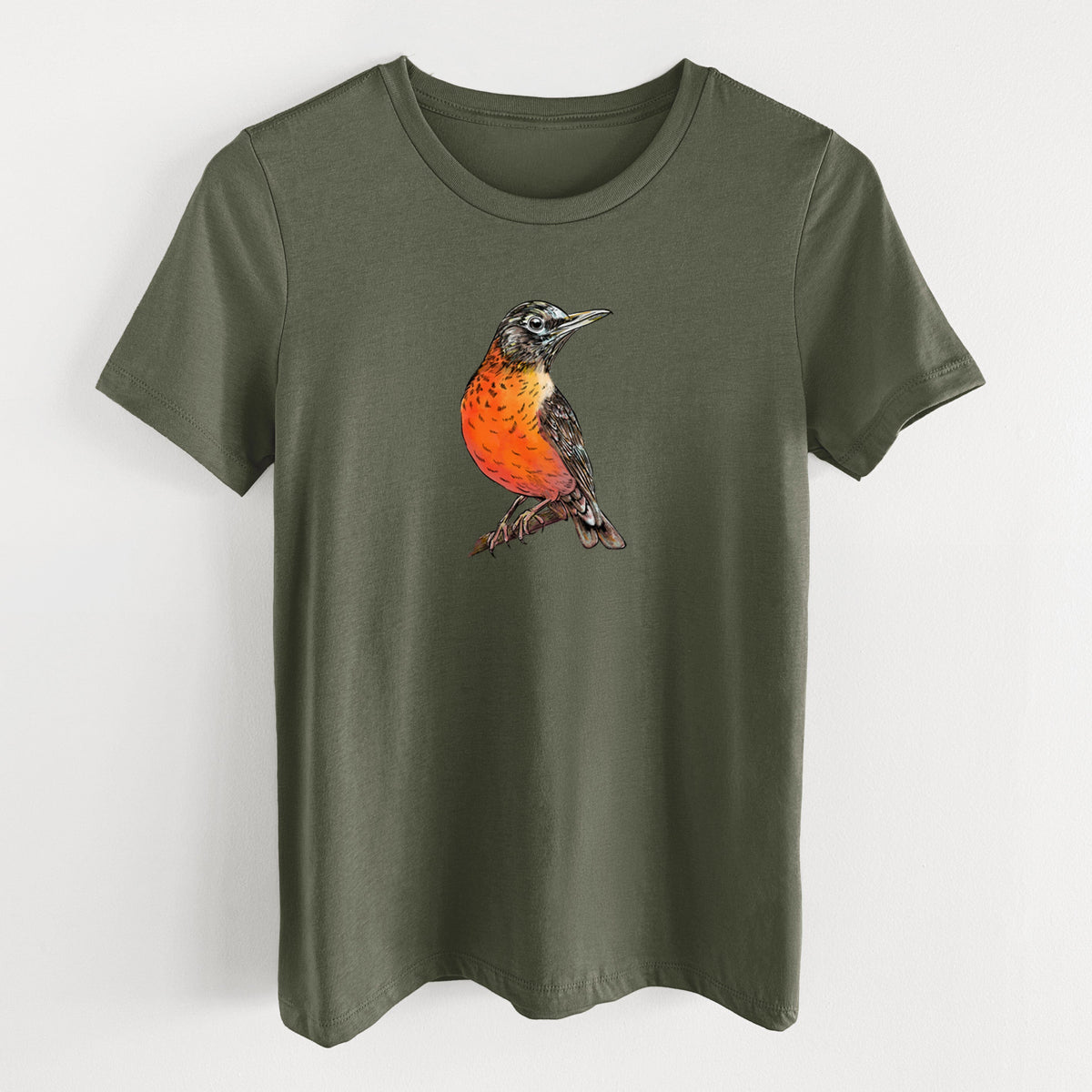 Vibrant American Robin - Turdus migratorius - Women's Lightweight Relaxed Fit 100% Cotton Crewneck