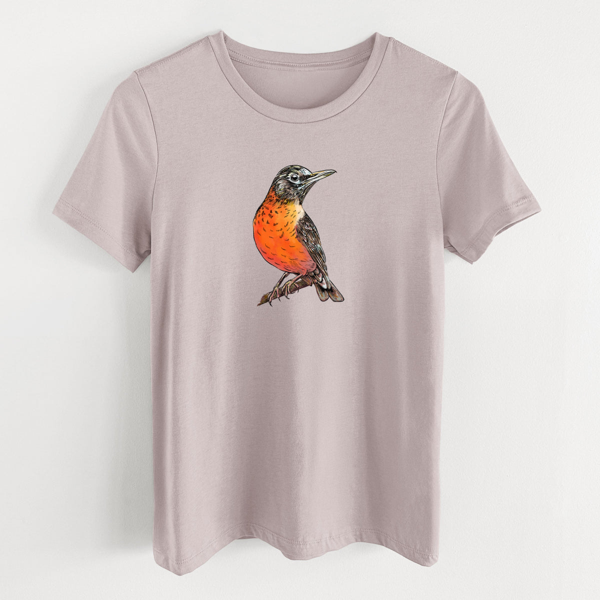 Vibrant American Robin - Turdus migratorius - Women's Lightweight Relaxed Fit 100% Cotton Crewneck