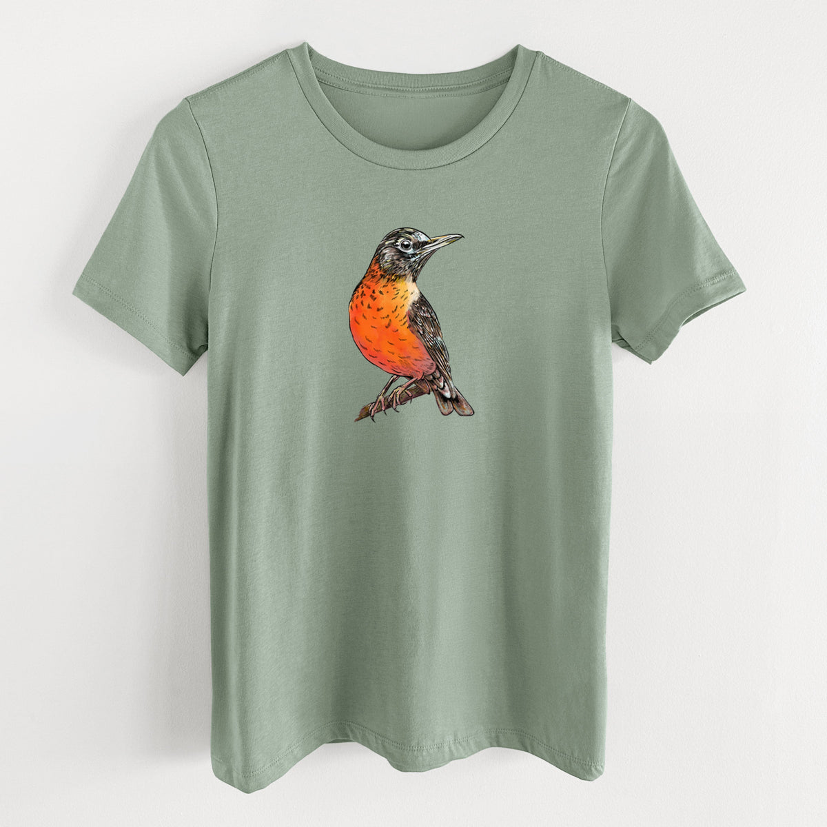 Vibrant American Robin - Turdus migratorius - Women's Lightweight Relaxed Fit 100% Cotton Crewneck