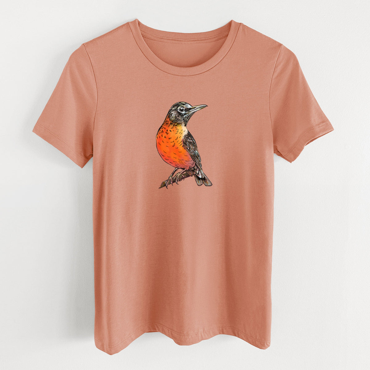 Vibrant American Robin - Turdus migratorius - Women's Lightweight Relaxed Fit 100% Cotton Crewneck