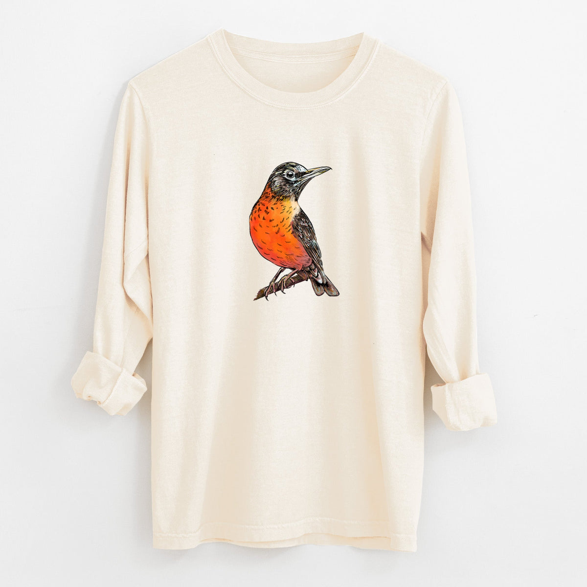 Vibrant American Robin - Turdus migratorius - Unisex Comfort Colors 100% Cotton Long Sleeve