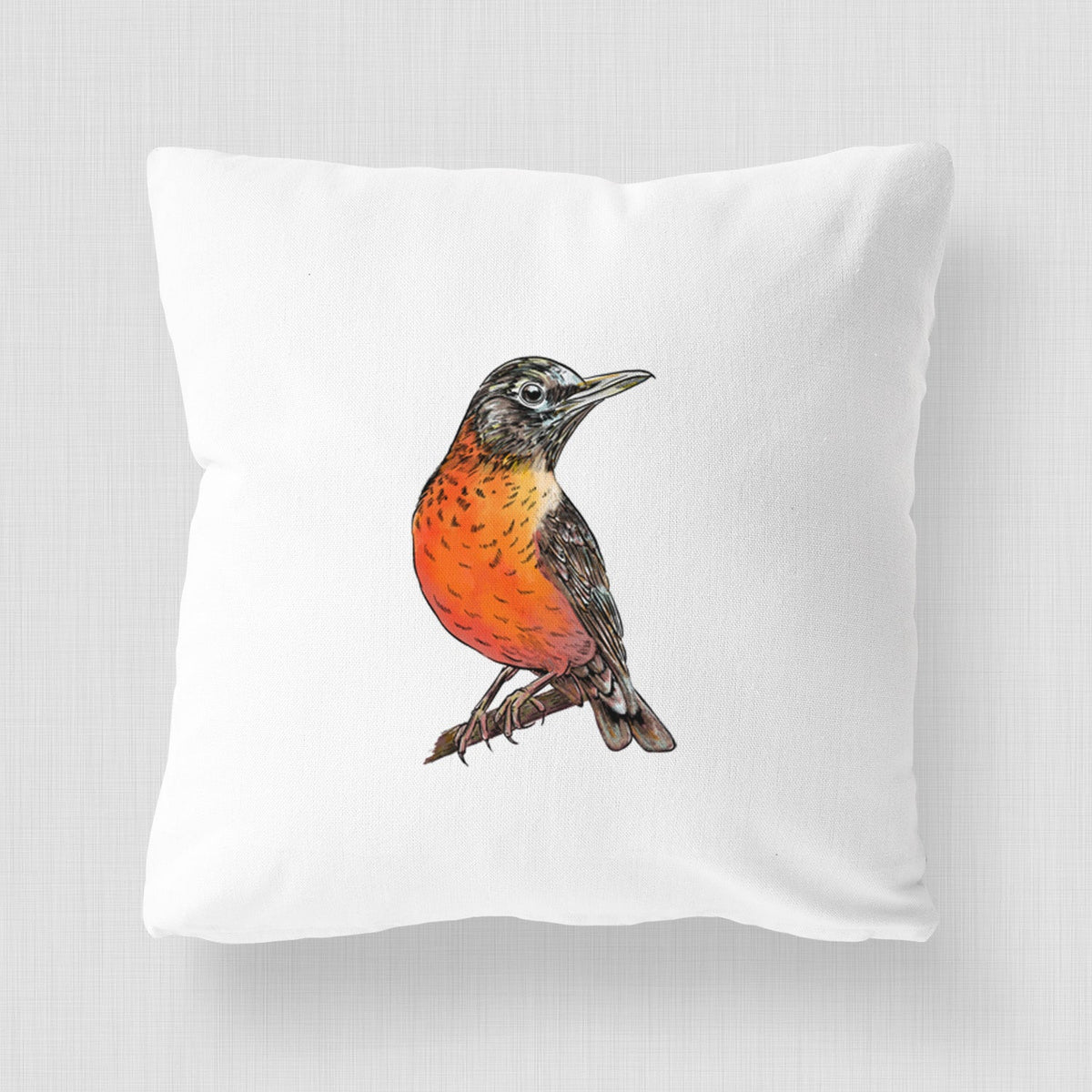Vibrant American Robin - Turdus migratorius - Throw Pillow Cover