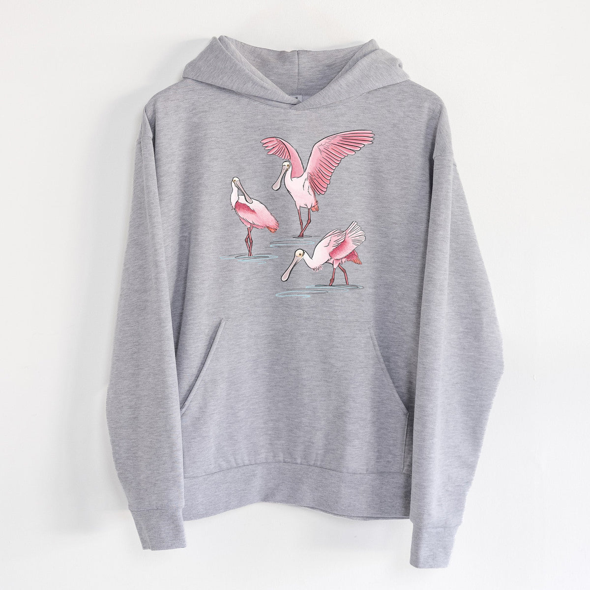 Roseate Spoonbill Trio - Platalea ajaja  - Statement Midweight Hoodie