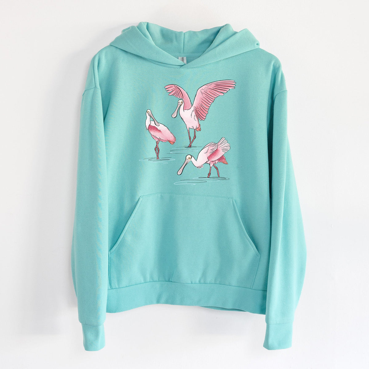 Roseate Spoonbill Trio - Platalea ajaja  - Statement Midweight Hoodie