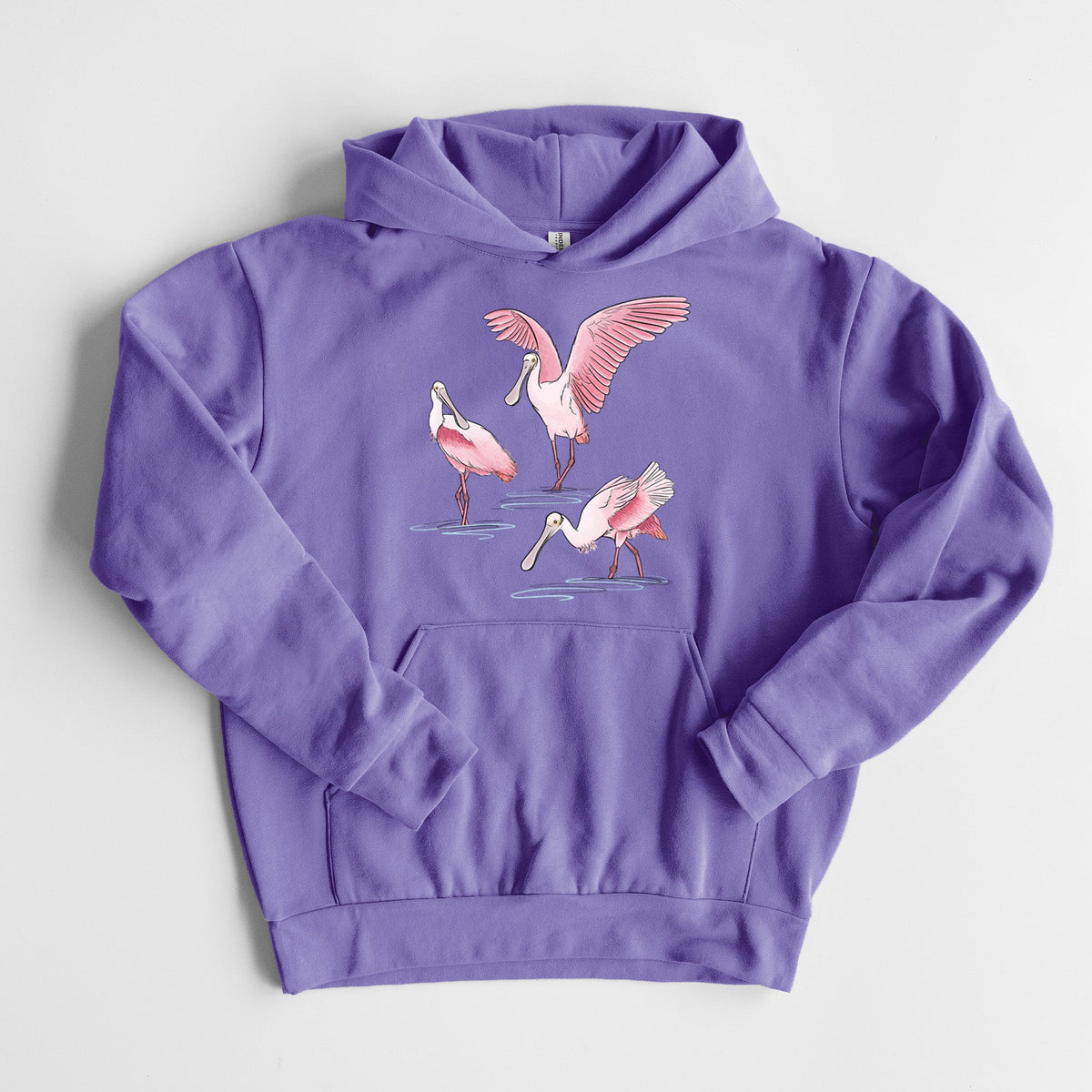 Roseate Spoonbill Trio - Platalea ajaja  - Statement Midweight Hoodie