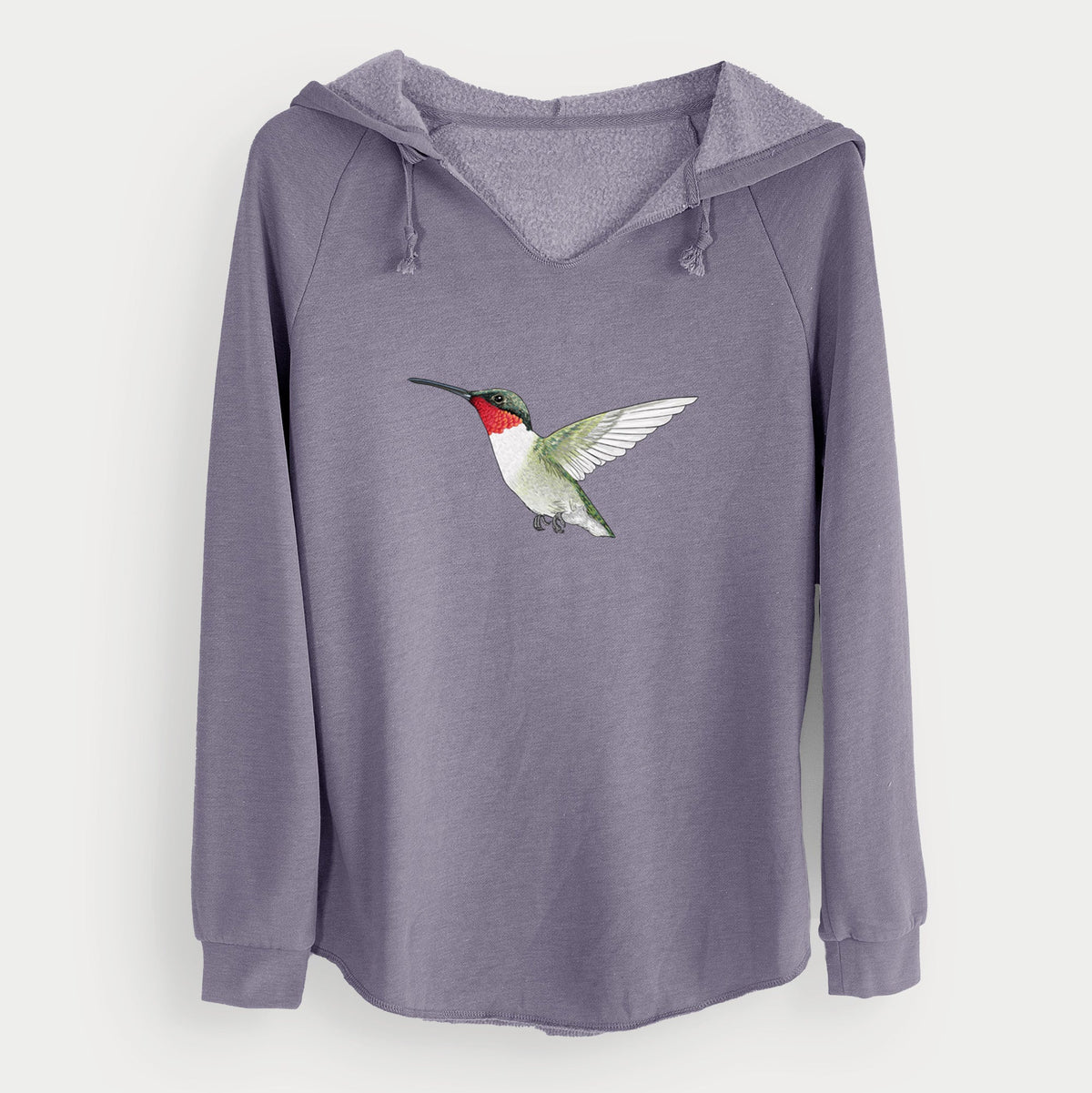 Vibrant Ruby-throated Hummingbird - Archilochus colubris - Cali Wave Hooded Sweatshirt