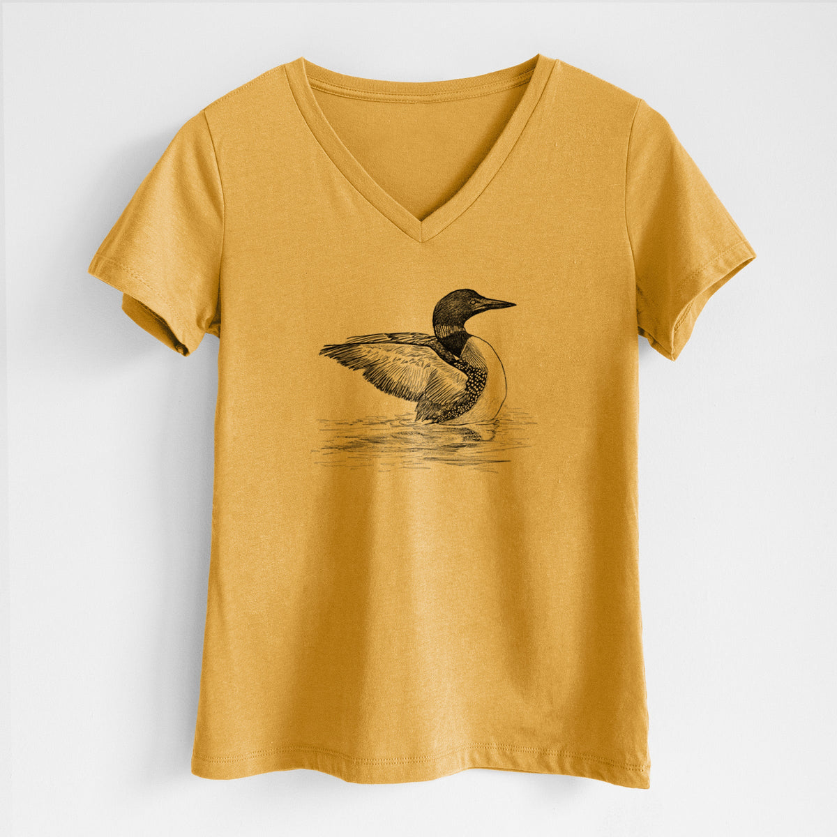 Common Loon - Gavia immer - Women's Lightweight Relaxed Fit 100% Cotton V-neck
