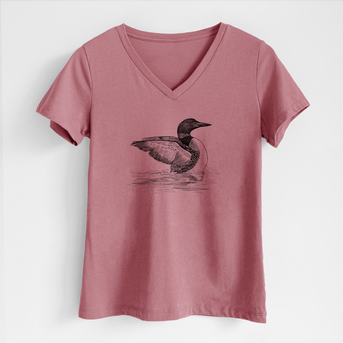 Common Loon - Gavia immer - Women's Lightweight Relaxed Fit 100% Cotton V-neck