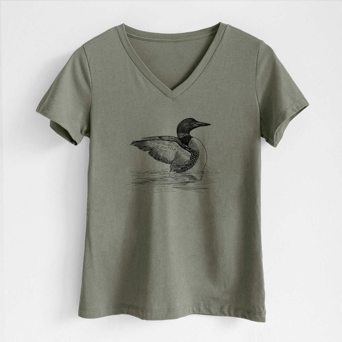 Common Loon - Gavia immer - Women's Lightweight Relaxed Fit 100% Cotton V-neck
