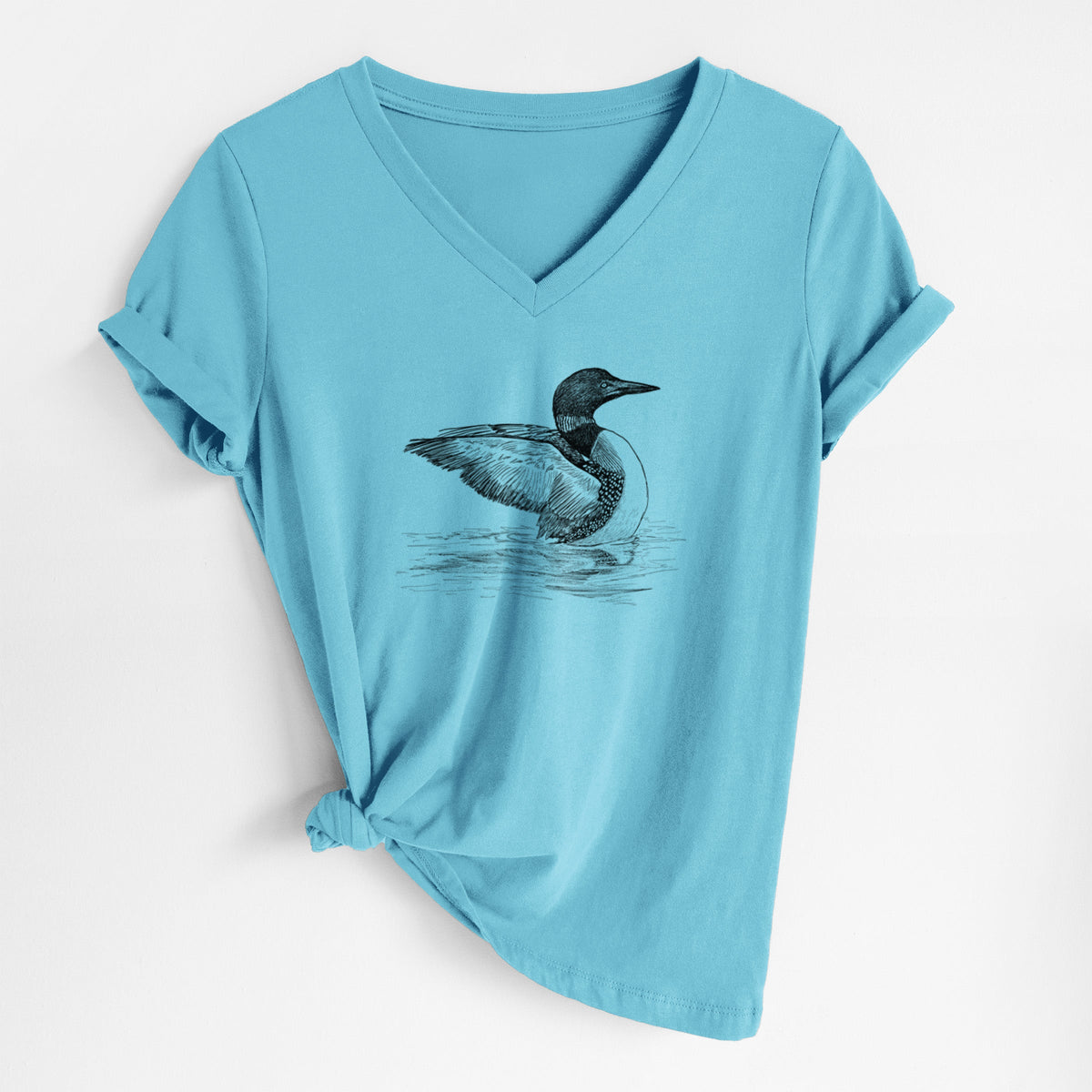 Common Loon - Gavia immer - Women's Lightweight Relaxed Fit 100% Cotton V-neck