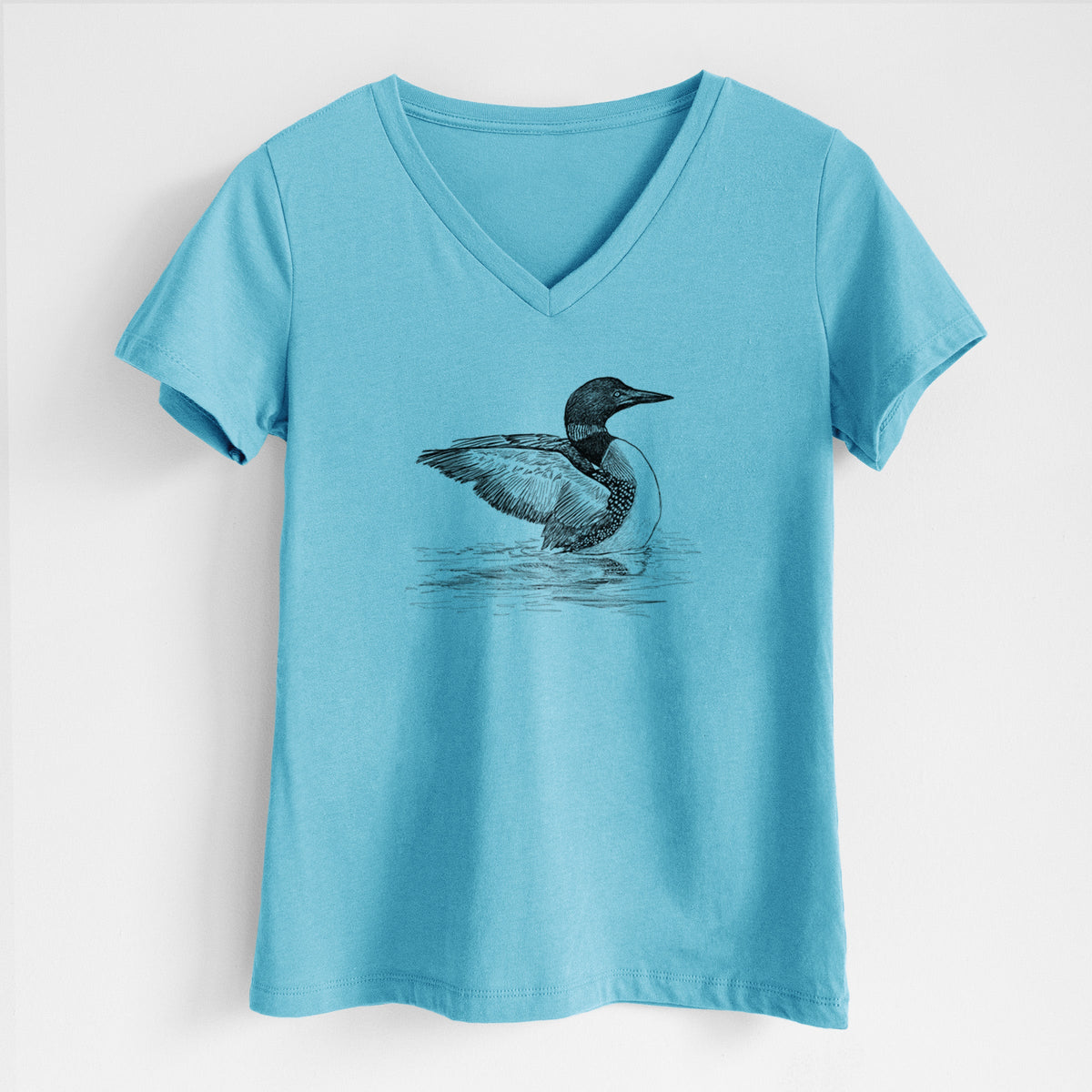 Common Loon - Gavia immer - Women's Lightweight Relaxed Fit 100% Cotton V-neck