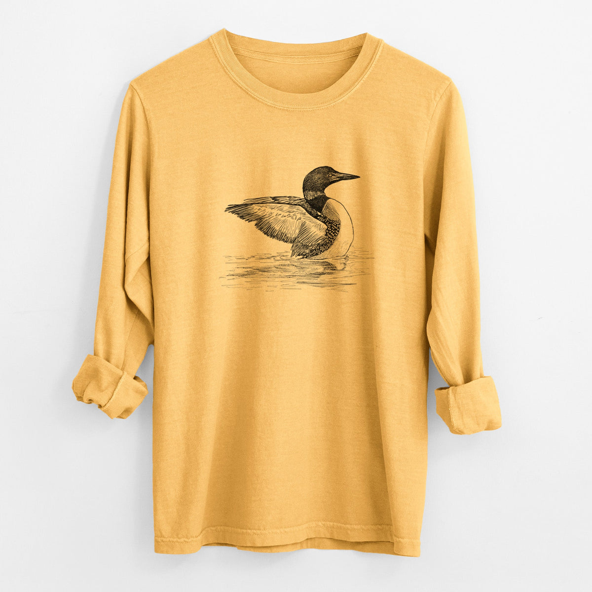 Common Loon - Gavia immer - Unisex Comfort Colors 100% Cotton Long Sleeve