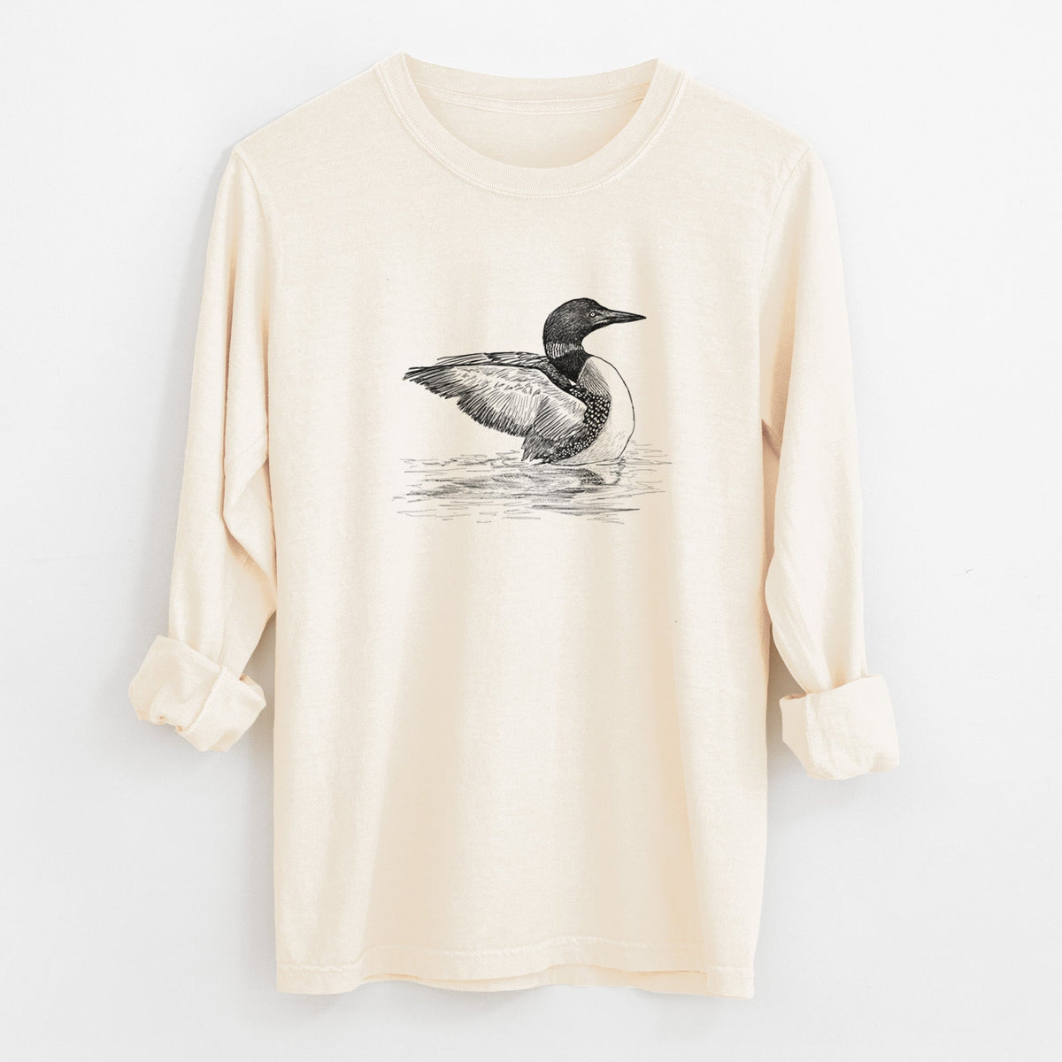 Common Loon - Gavia immer - Unisex Comfort Colors 100% Cotton Long Sleeve