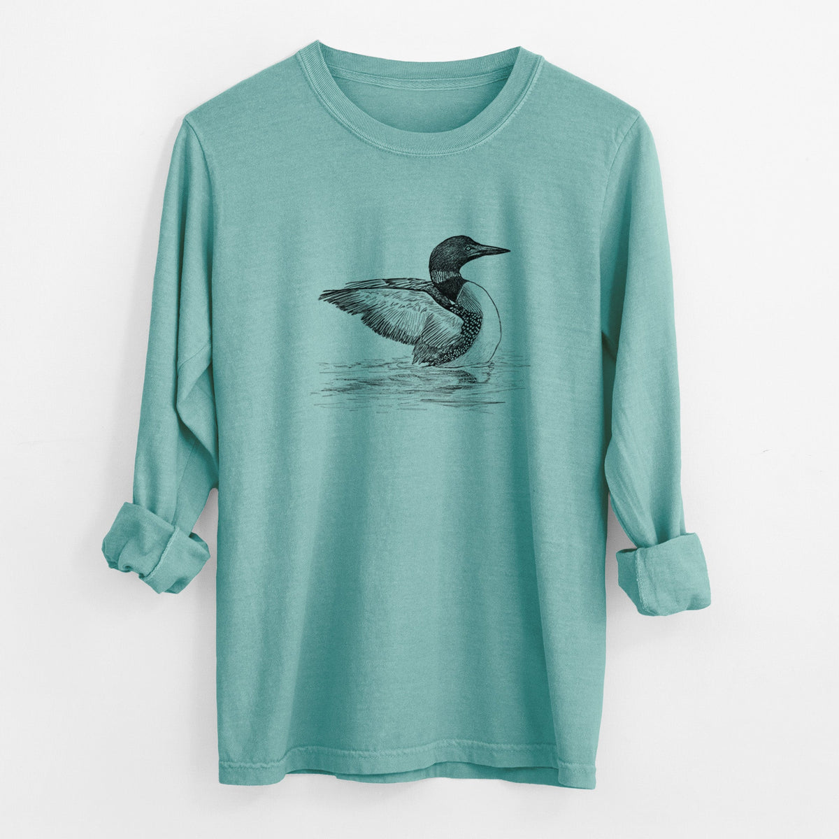 Common Loon - Gavia immer - Unisex Comfort Colors 100% Cotton Long Sleeve