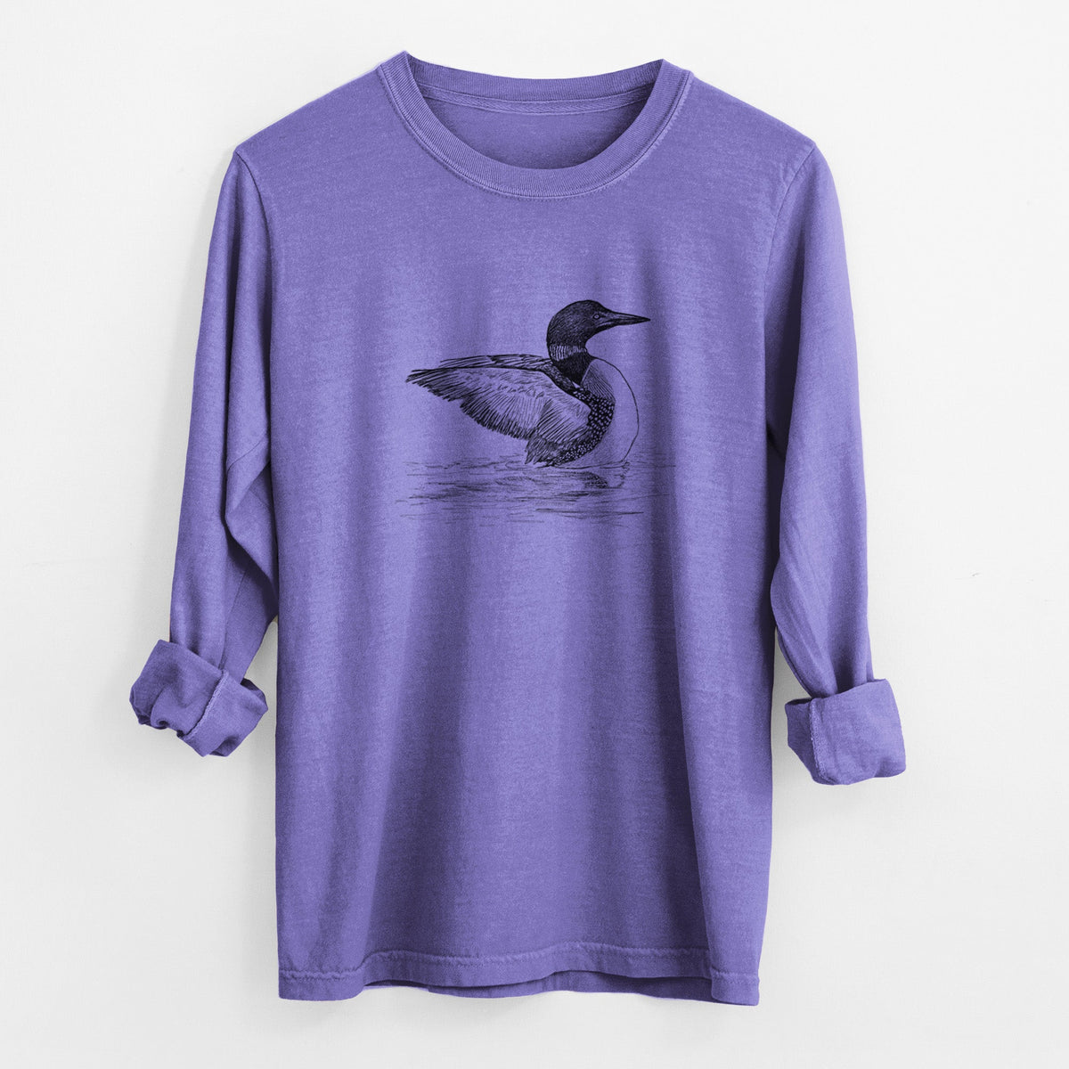 Common Loon - Gavia immer - Unisex Comfort Colors 100% Cotton Long Sleeve