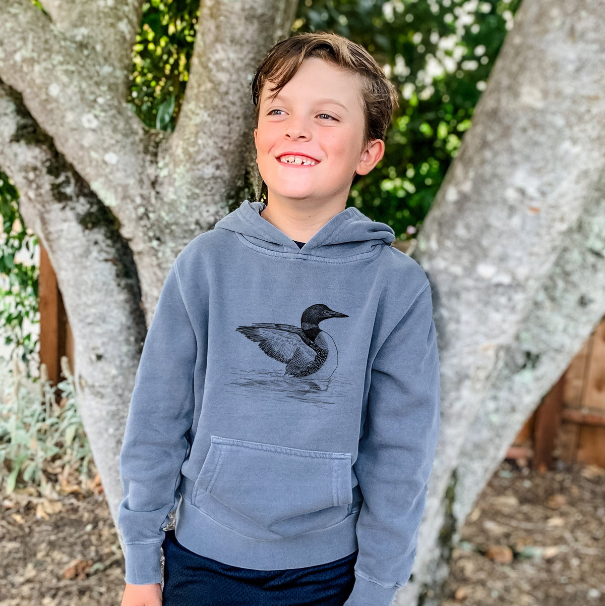 Common Loon - Gavia immer - Youth Pigment Dyed Hoodie