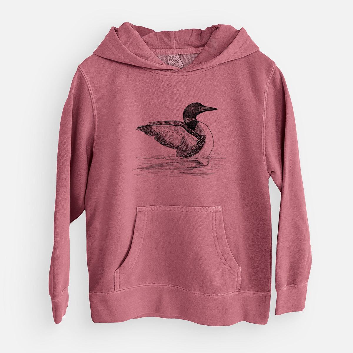 Common Loon - Gavia immer - Youth Pigment Dyed Hoodie