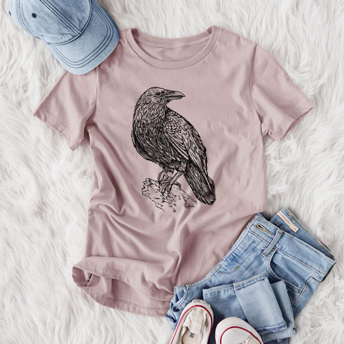 Corvus corax - Common Raven - Women's Lightweight Relaxed Fit 100% Cotton Crewneck