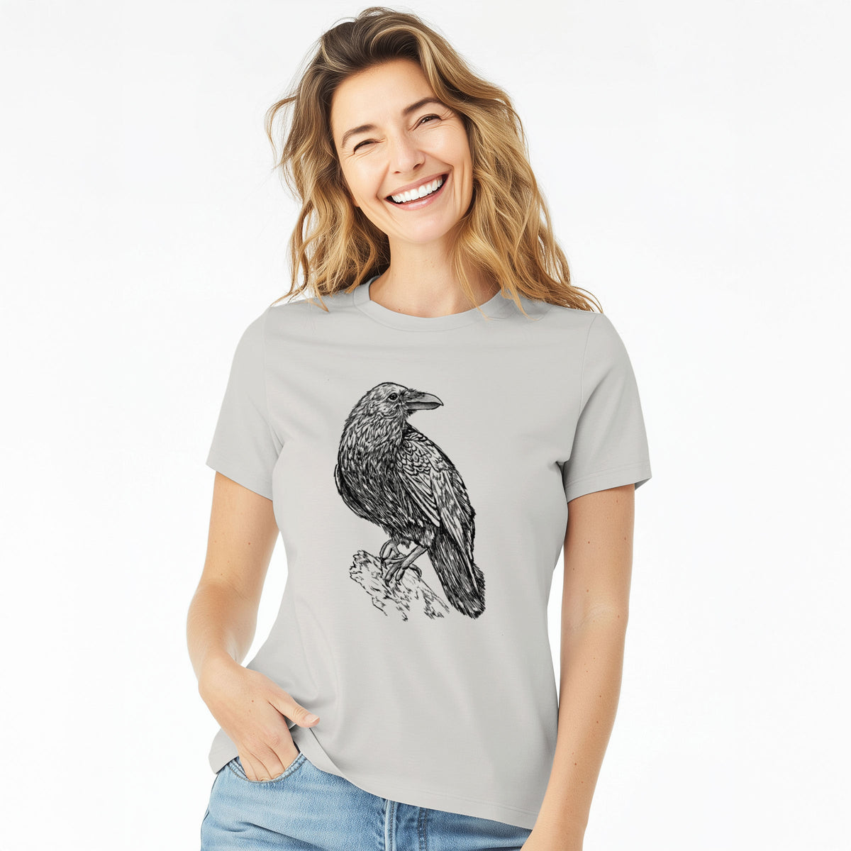 Corvus corax - Common Raven - Women's Lightweight Relaxed Fit 100% Cotton Crewneck