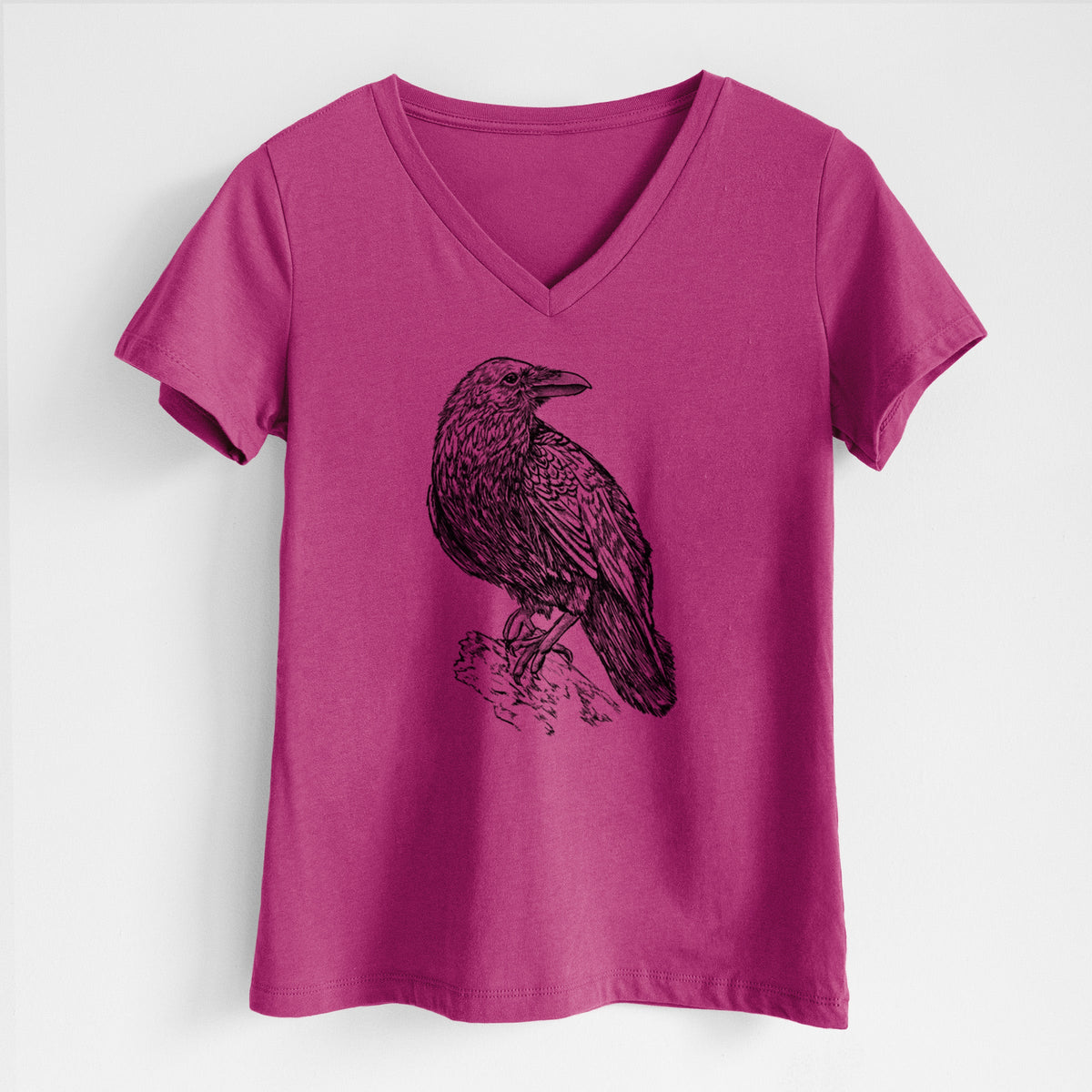 Corvus corax - Common Raven - Women's Lightweight Relaxed Fit 100% Cotton V-neck