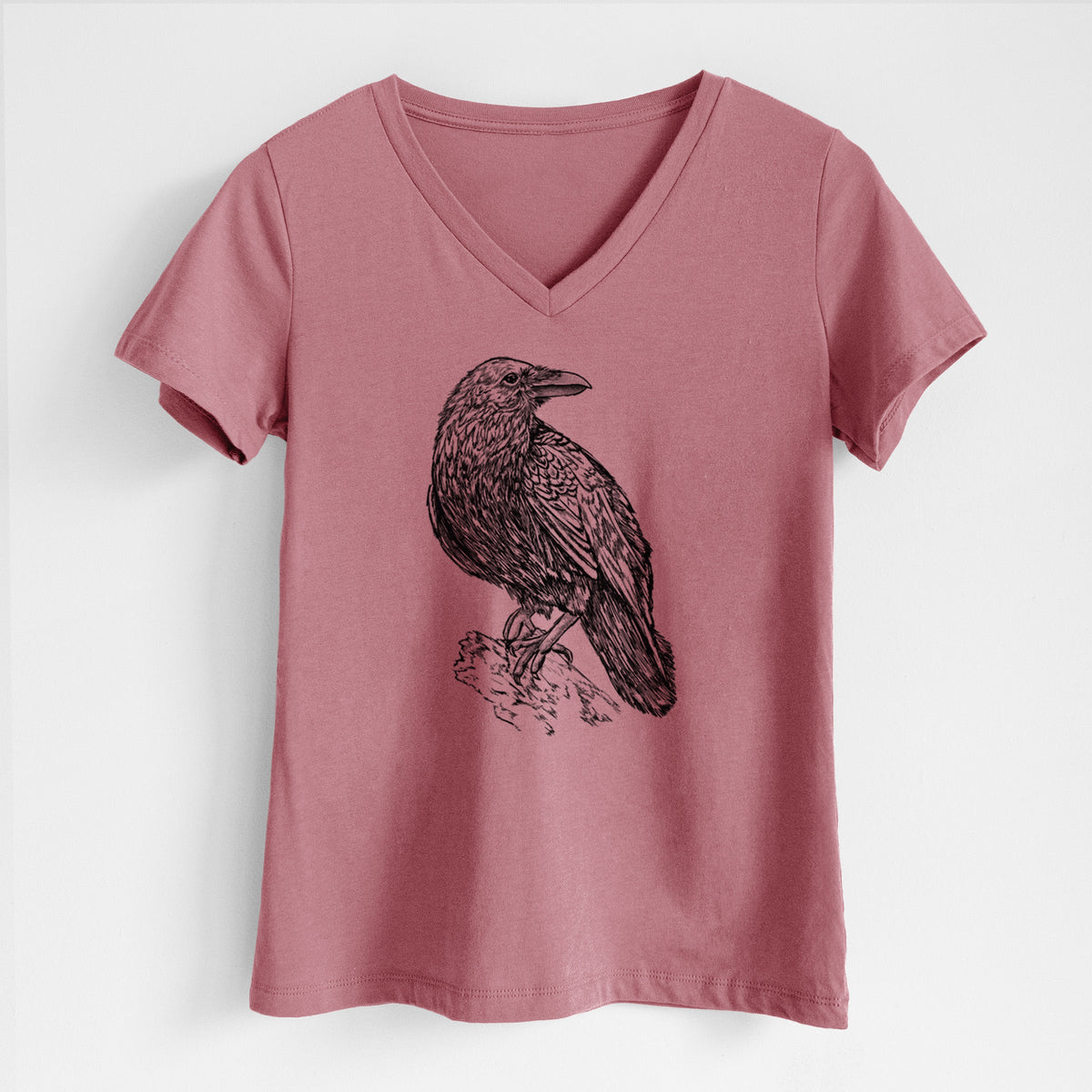 Corvus corax - Common Raven - Women's Lightweight Relaxed Fit 100% Cotton V-neck