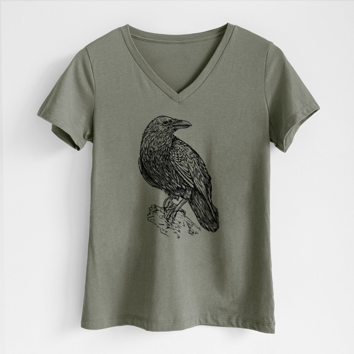 Corvus corax - Common Raven - Women's Lightweight Relaxed Fit 100% Cotton V-neck