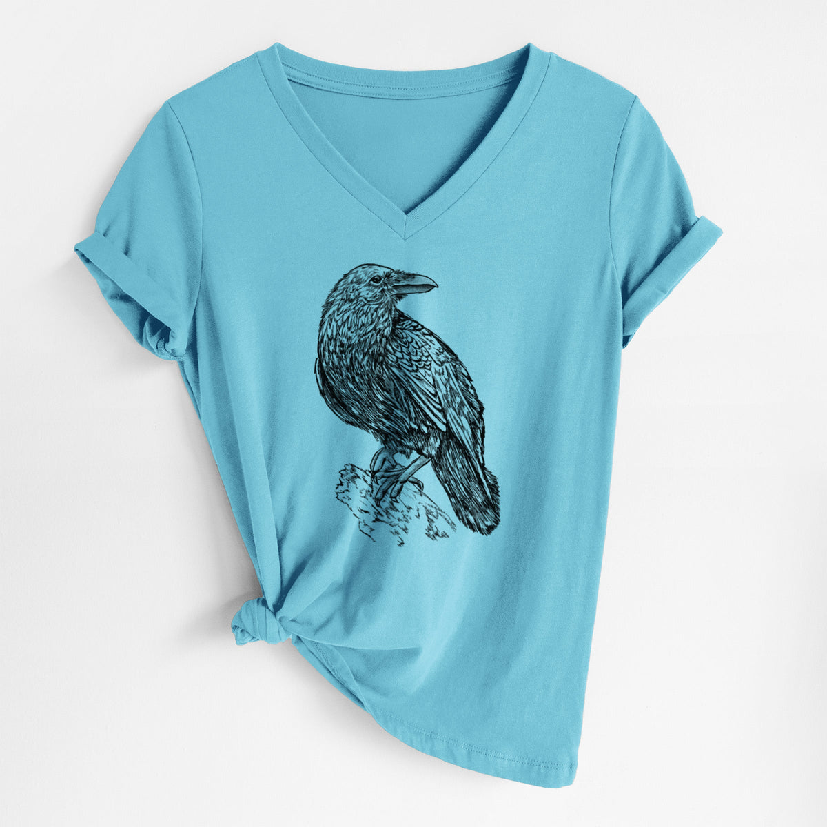 Corvus corax - Common Raven - Women's Lightweight Relaxed Fit 100% Cotton V-neck