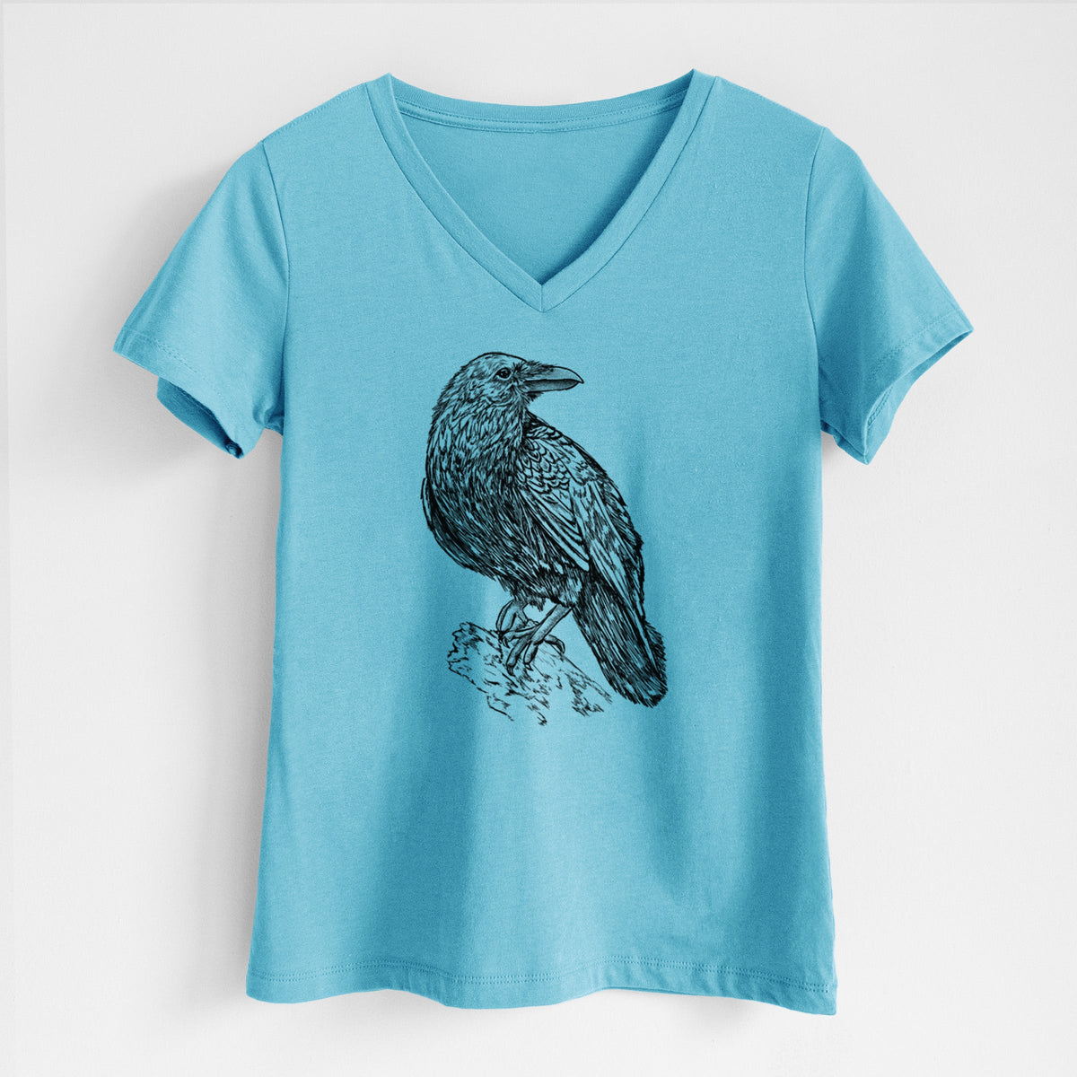 Corvus corax - Common Raven - Women's Lightweight Relaxed Fit 100% Cotton V-neck