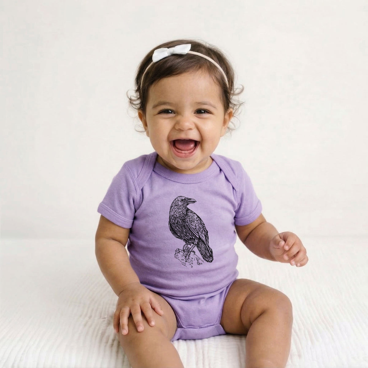 Corvus corax - Common Raven - Baby Fine Jersey Bodysuit
