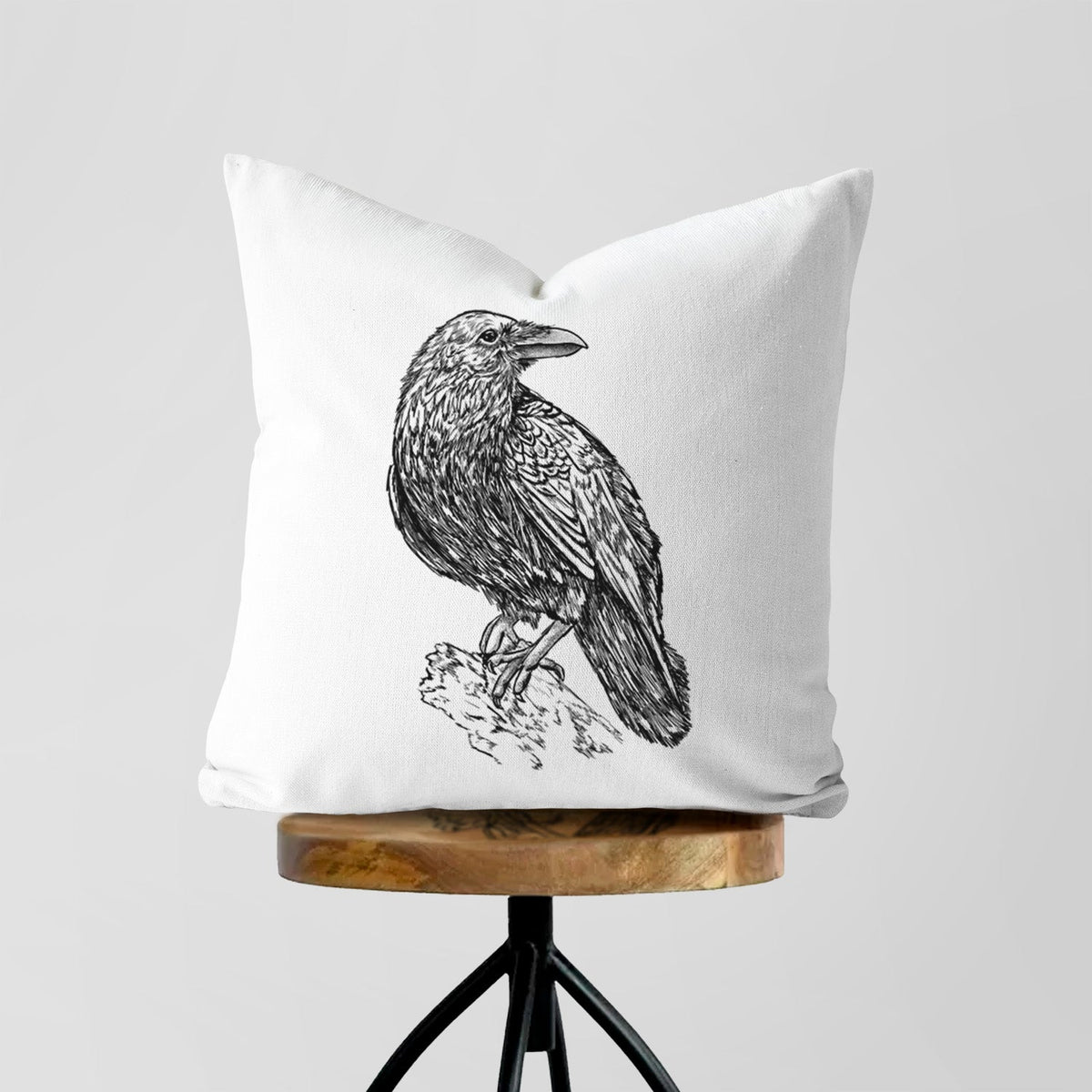 Corvus corax - Common Raven - Throw Pillow Cover