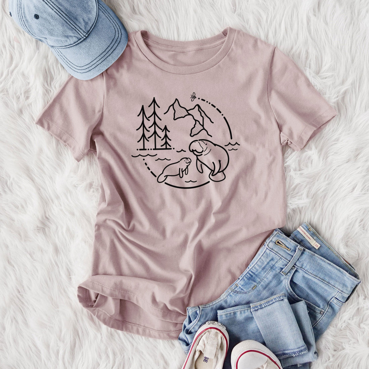 It's All Connected - Manatee - Women's Lightweight Relaxed Fit 100% Cotton Crewneck