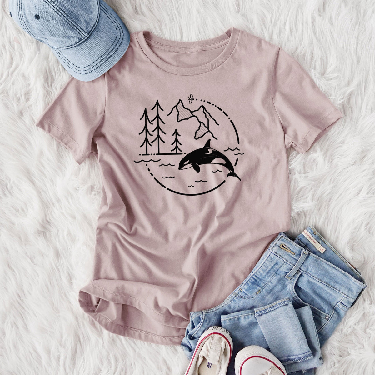It's All Connected - Orca - Women's Lightweight Relaxed Fit 100% Cotton Crewneck