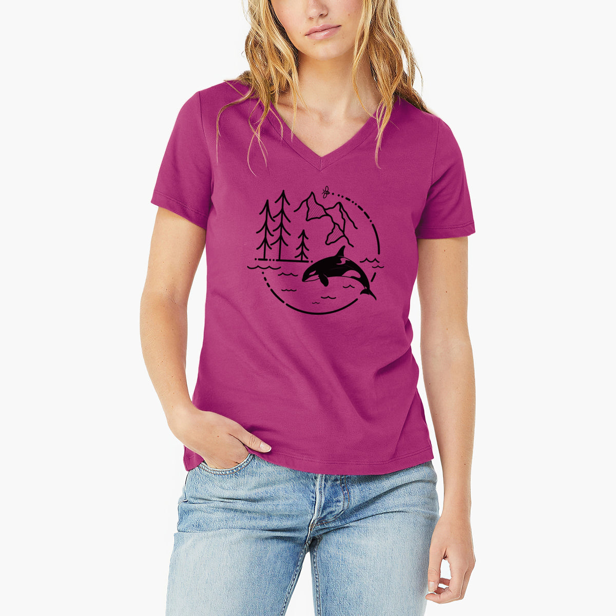 It's All Connected - Orca - Women's Lightweight Relaxed Fit 100% Cotton V-neck
