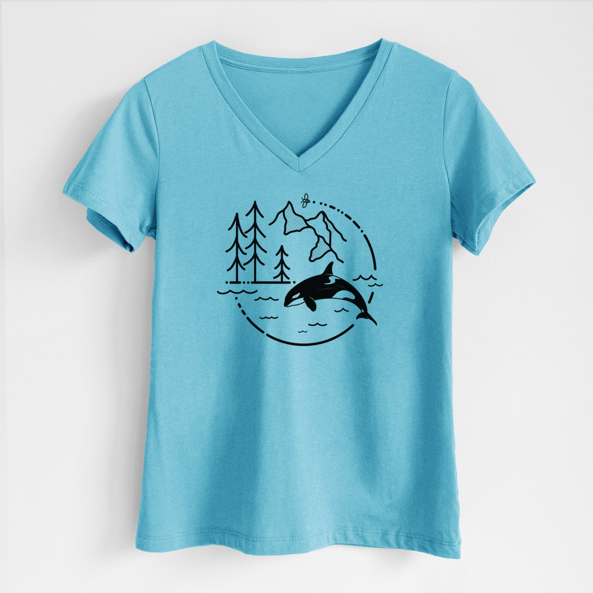 It's All Connected - Orca - Women's Lightweight Relaxed Fit 100% Cotton V-neck
