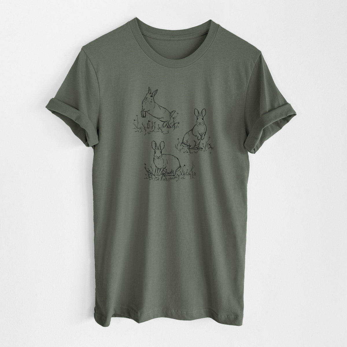 Eastern Cottontail Rabbit Trio - Sylvilagus floridanus - Lightweight 100% Cotton Unisex Crewneck